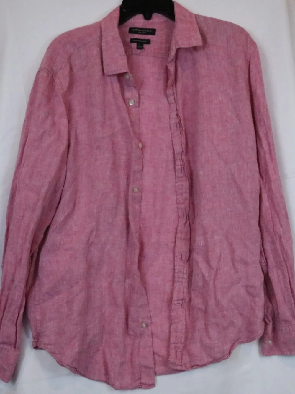 Banana Republic Shirt Mens Large Pink 100% Linen Camden Standard Fit Button Down